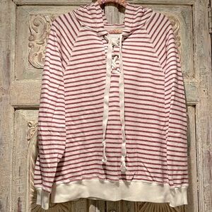 EUC THE GREAT striped college hoodie size  /Red & White, 3/